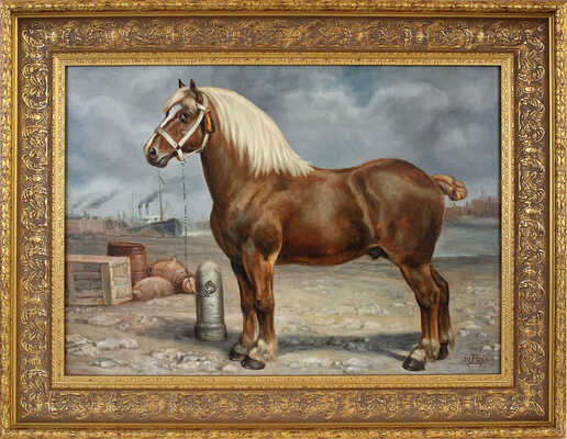 Дерюгин Виктор Юрьевич. Лошадь каурая на пристани 